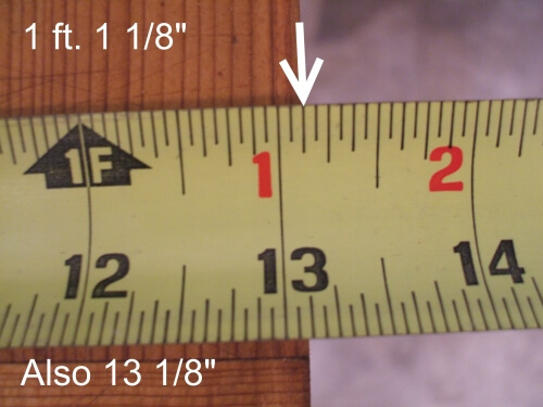 tape measure reading inches